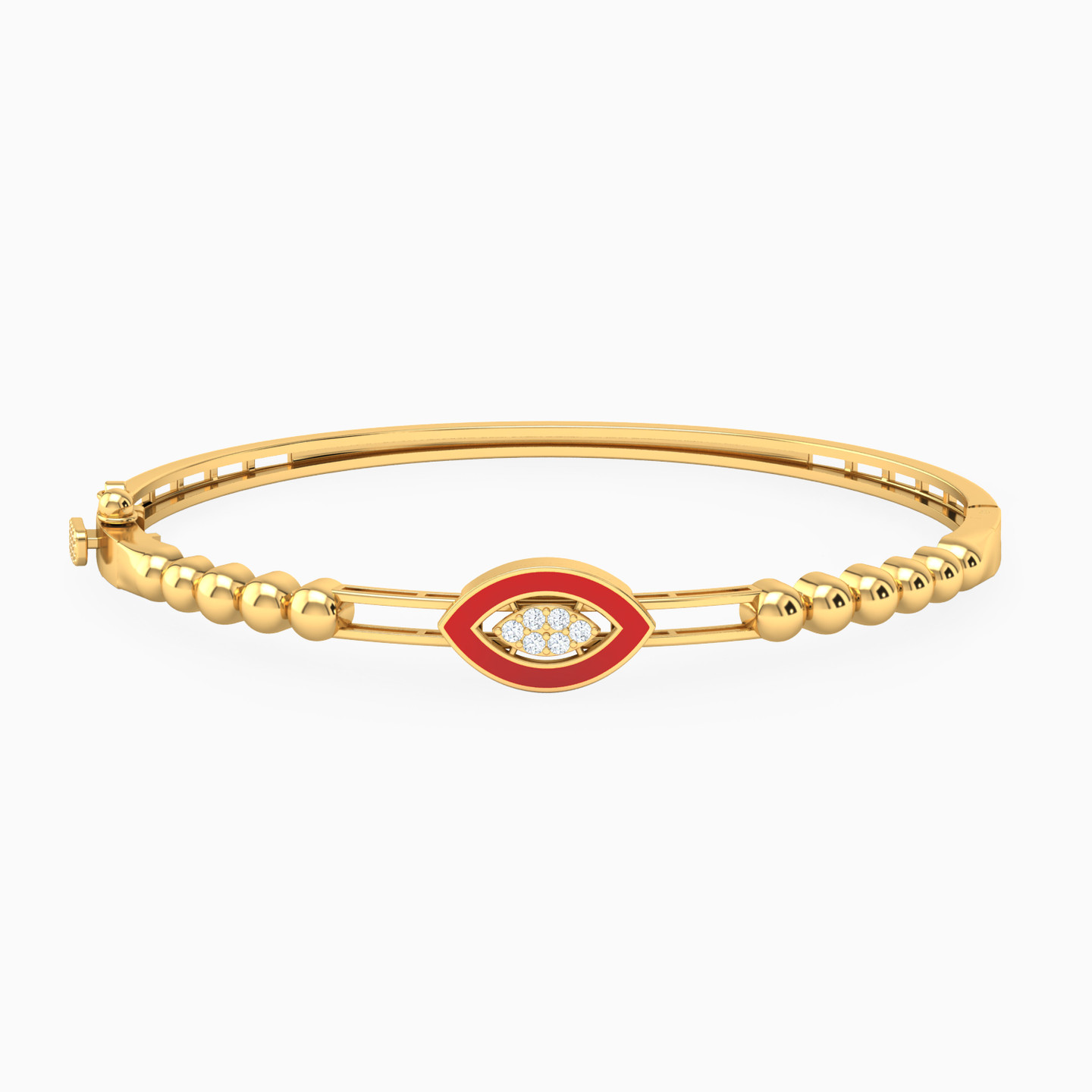 Marquise Red Stone & Enamel Coated Bangle Bracelet in 18K Gold Marquise Red Stone & Enamel Coated Bangle Bracelet in 18K Gold