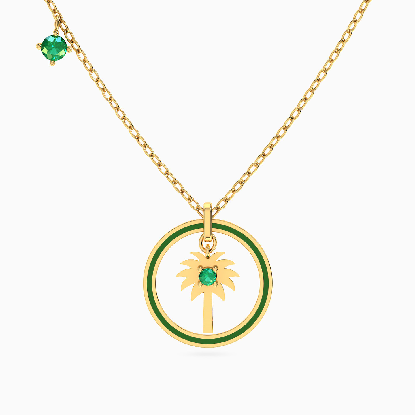 Circle Green Stones Necklace in 18K Gold Circle Green Stones Necklace in 18K Gold
