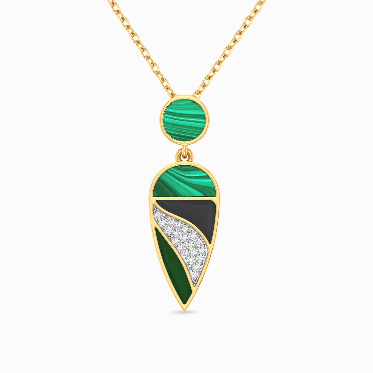Pear Diamond & Colored Stones Necklace in 18K Gold Pear Diamond & Colored Stones Necklace in 18K Gold