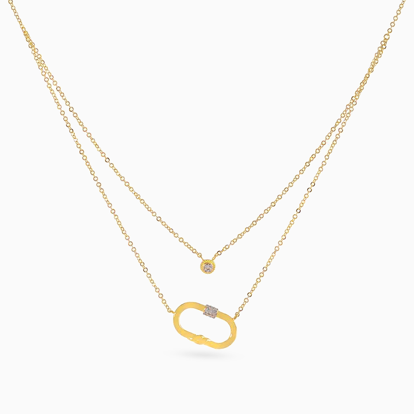 Rectangle Diamonds Layered Necklace in 18K Gold - 3 Rectangle Diamonds Layered Necklace in 18K Gold - 3