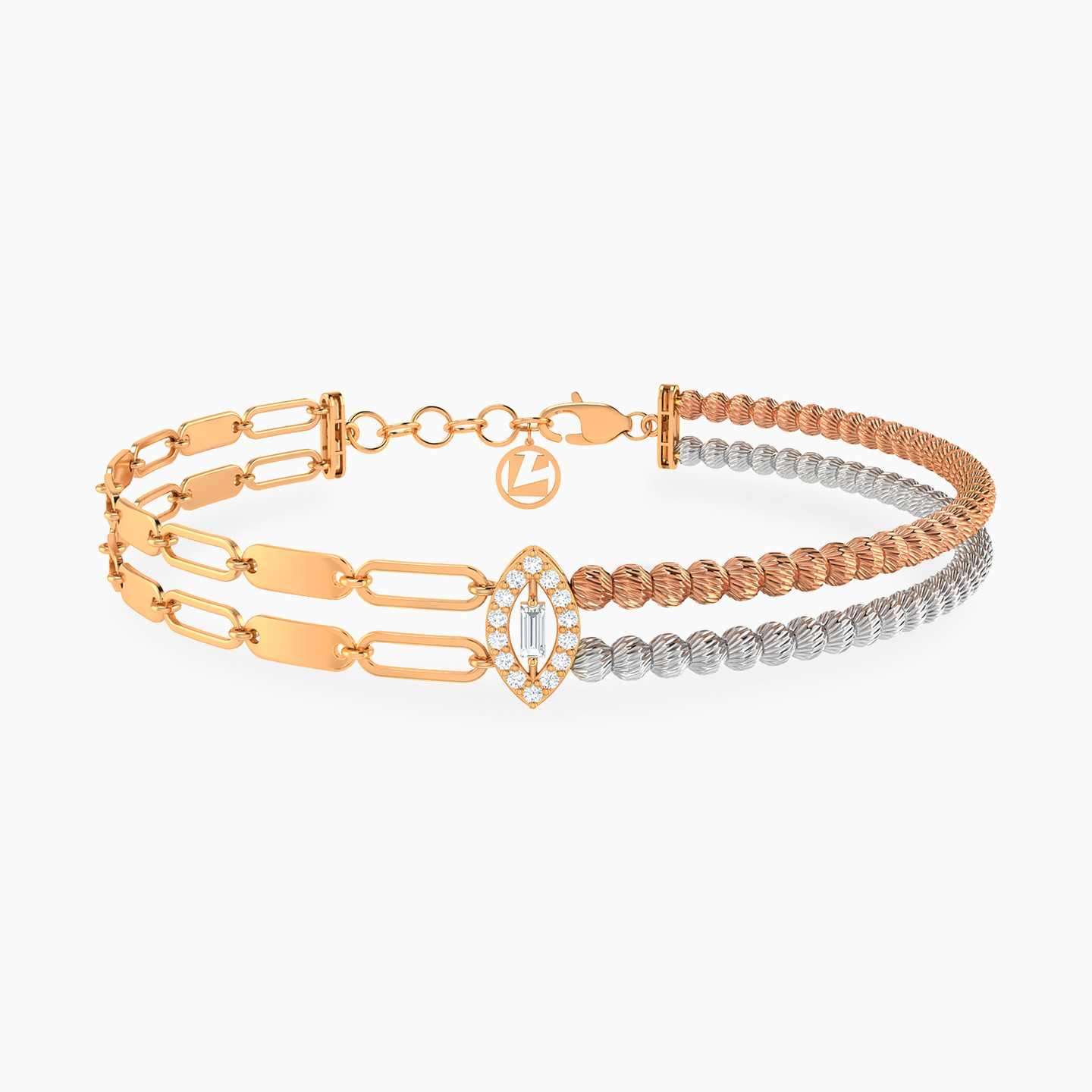 Beaded Cubic Zirconia Chain Bracelet in 21K Gold Beaded Cubic Zirconia Chain Bracelet in 21K Gold