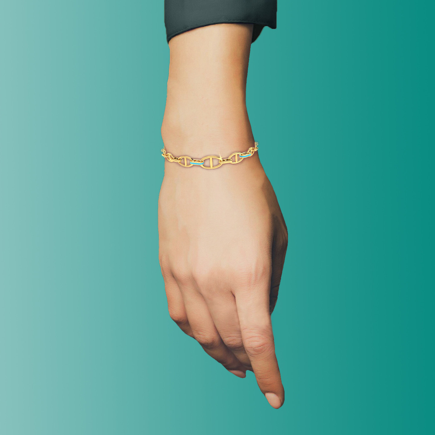 Links Enamel Coated Chain Bracelet in 18K Gold - 4 Links Enamel Coated Chain Bracelet in 18K Gold - 4