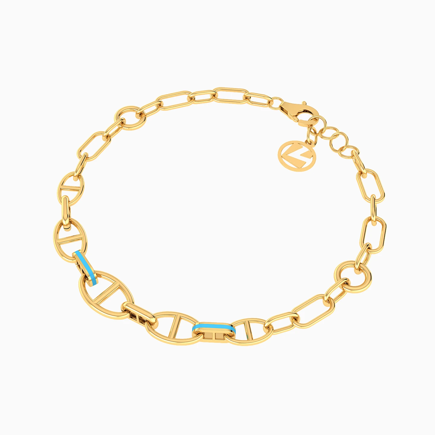 Links Enamel Coated Chain Bracelet in 18K Gold - 2 Links Enamel Coated Chain Bracelet in 18K Gold - 2
