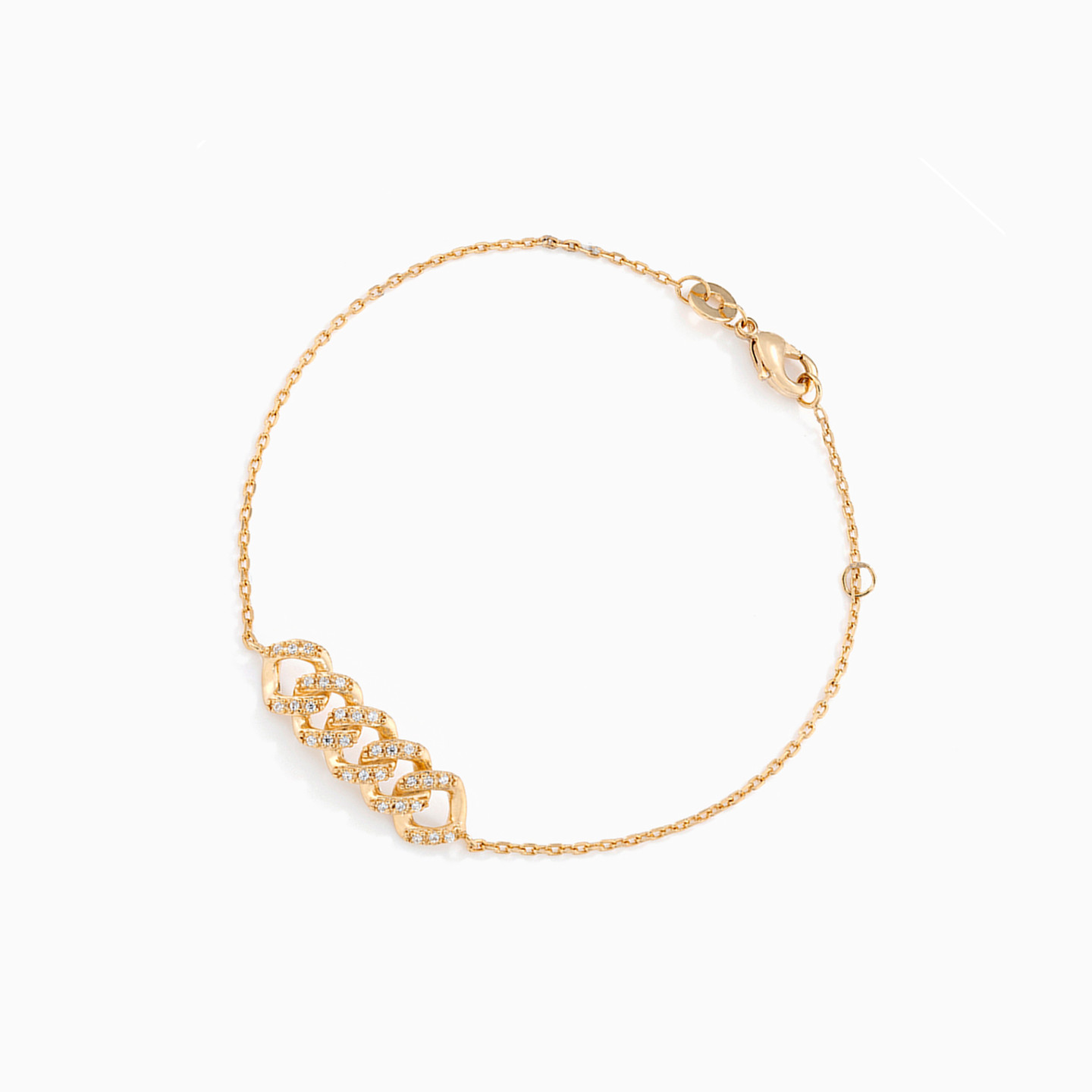 Link Cubic Zirconia Gold Plated Chain Bracelet Link Cubic Zirconia Gold Plated Chain Bracelet