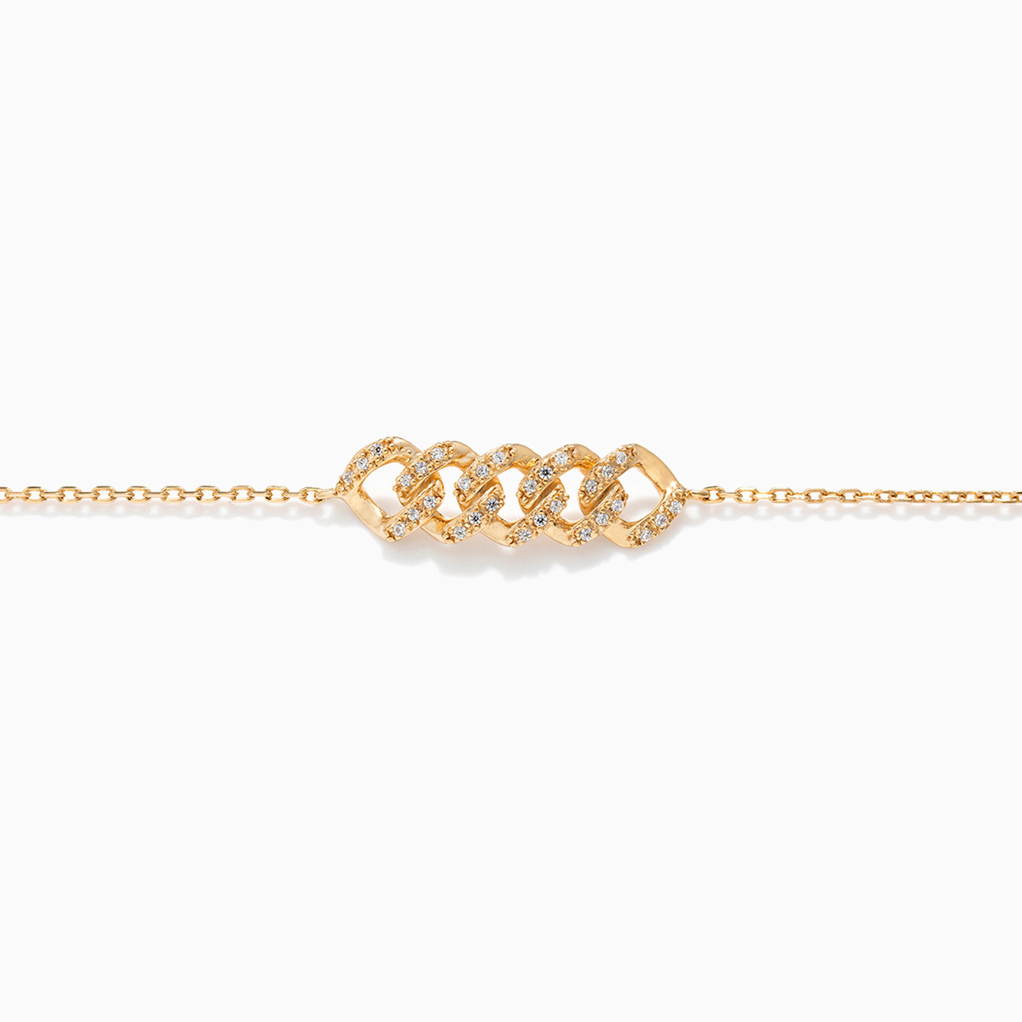 Link Cubic Zirconia Gold Plated Chain Bracelet - 2 Link Cubic Zirconia Gold Plated Chain Bracelet - 2