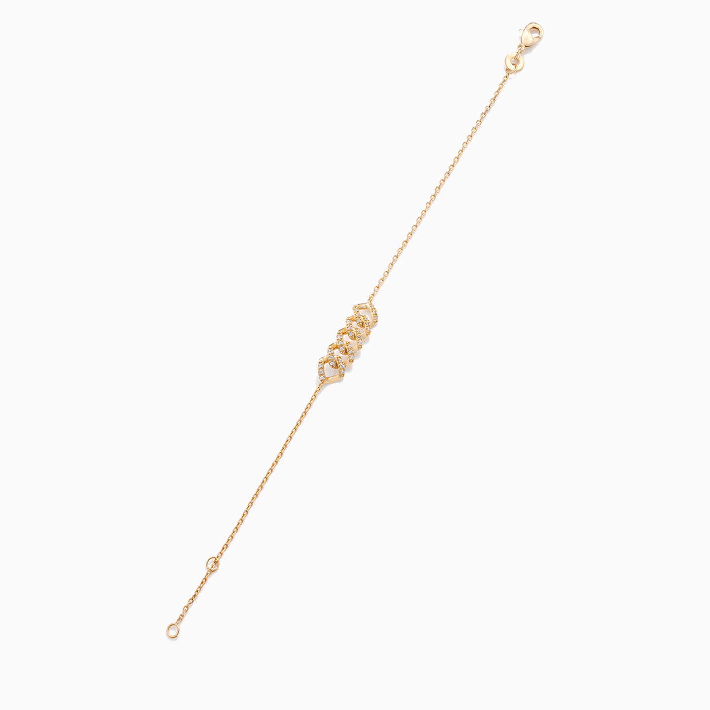 Link Cubic Zirconia Gold Plated Chain Bracelet - 3 Link Cubic Zirconia Gold Plated Chain Bracelet - 3
