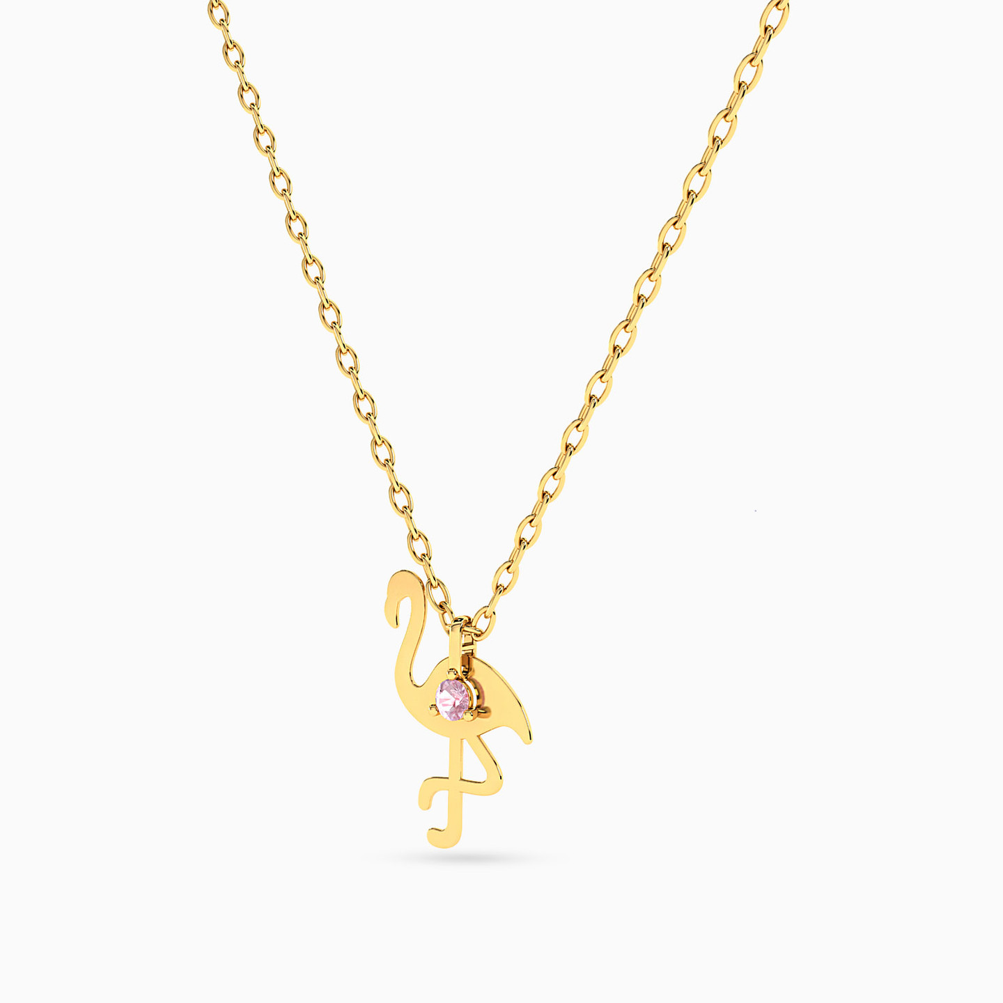 Flamingo Rose Stone Necklace In 18K Gold - 2 Flamingo Rose Stone Necklace In 18K Gold - 2