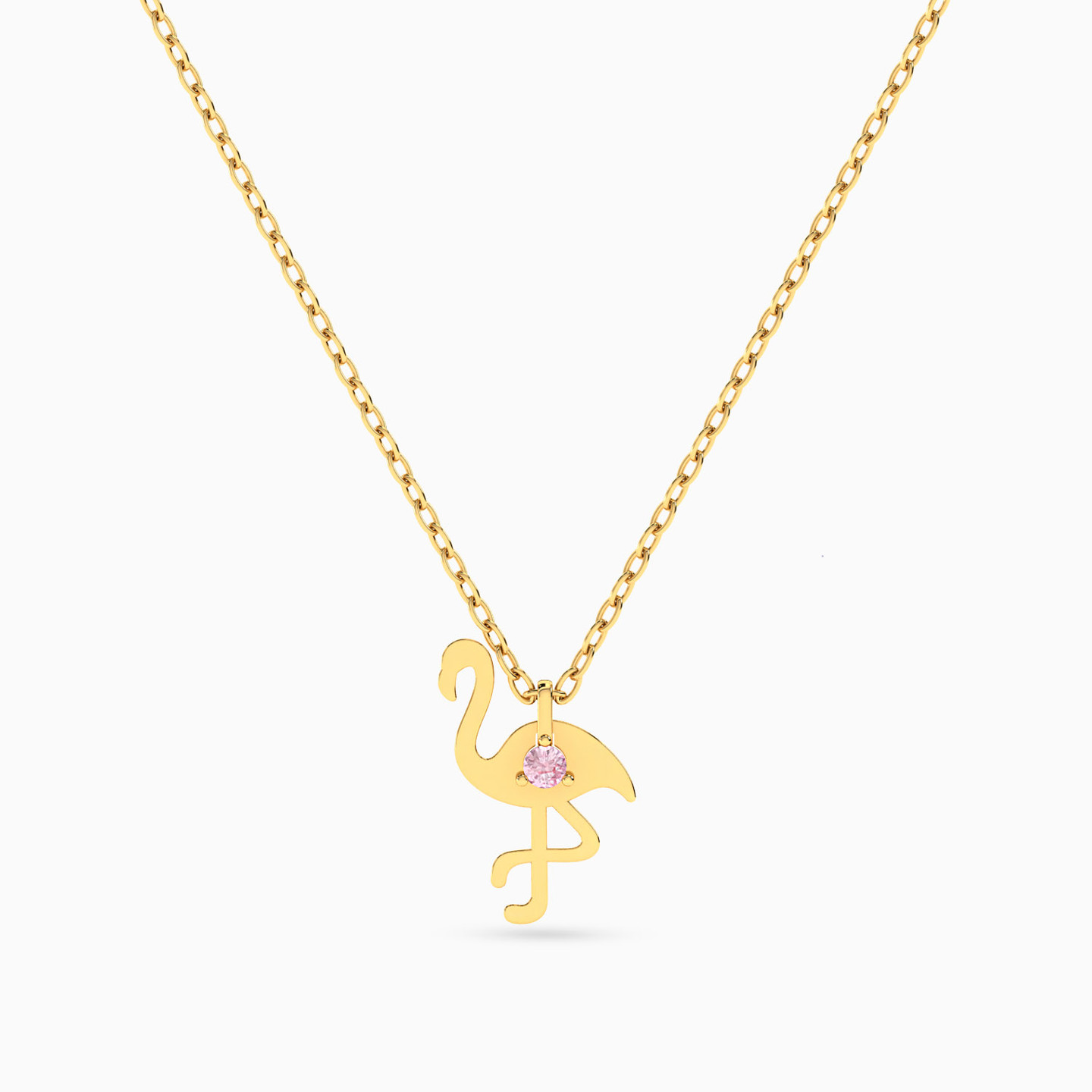 Flamingo Rose Stone Necklace In 18K Gold Flamingo Rose Stone Necklace In 18K Gold