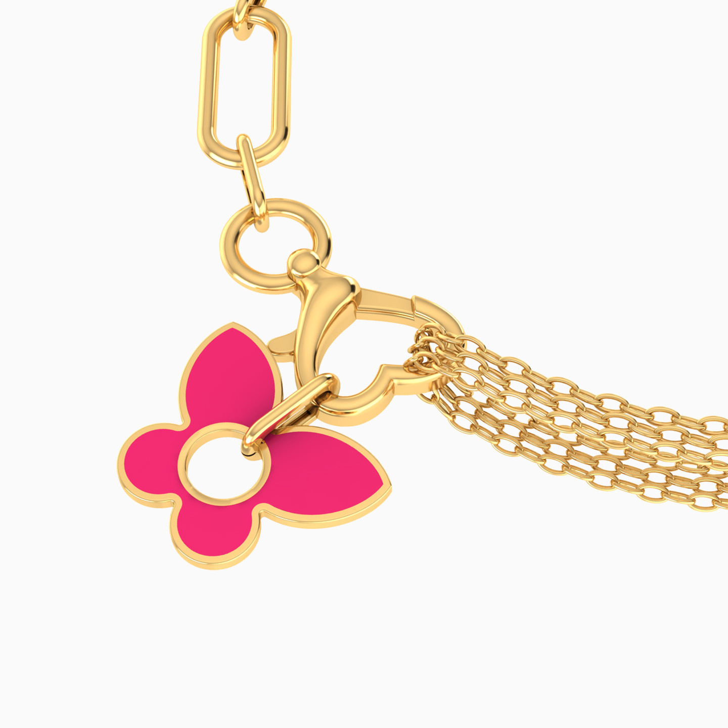 Butterfly Enamel Coated Chain Bracelet in 18K Gold - 3