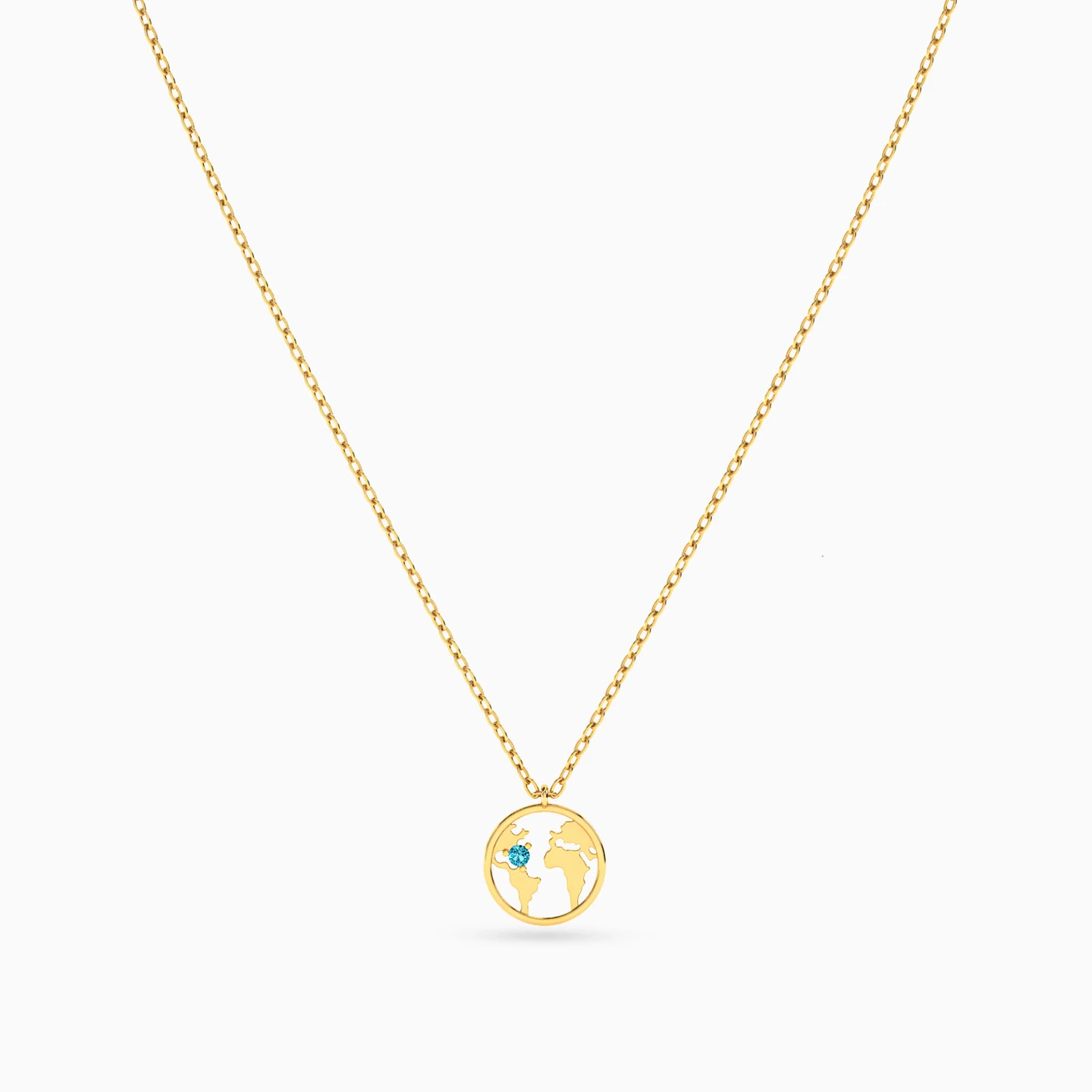 World Map Colored Stones Necklace in 18K Gold - 4 World Map Colored Stones Necklace in 18K Gold - 4