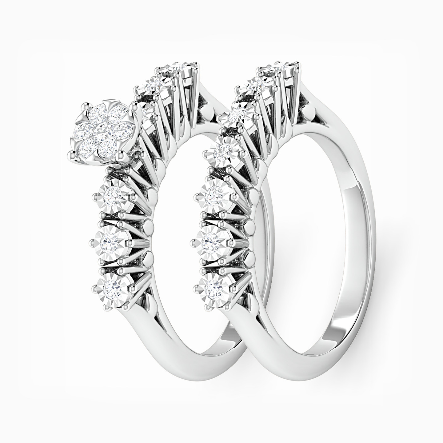 خاتم توينز ذهب دائري عيار 18 قيراط مزين بالألماس  