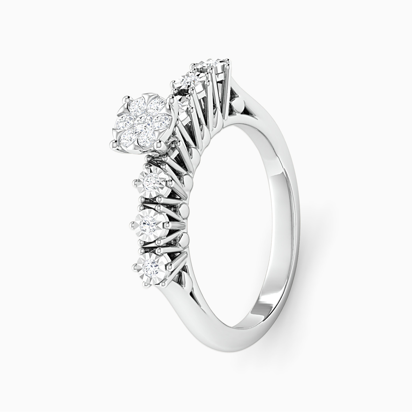 خاتم توينز ذهب دائري عيار 18 قيراط مزين بالألماس   - 3