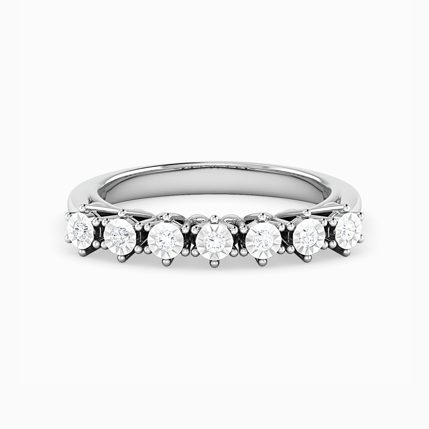 خاتم توينز ذهب دائري عيار 18 قيراط مزين بالألماس   - 9