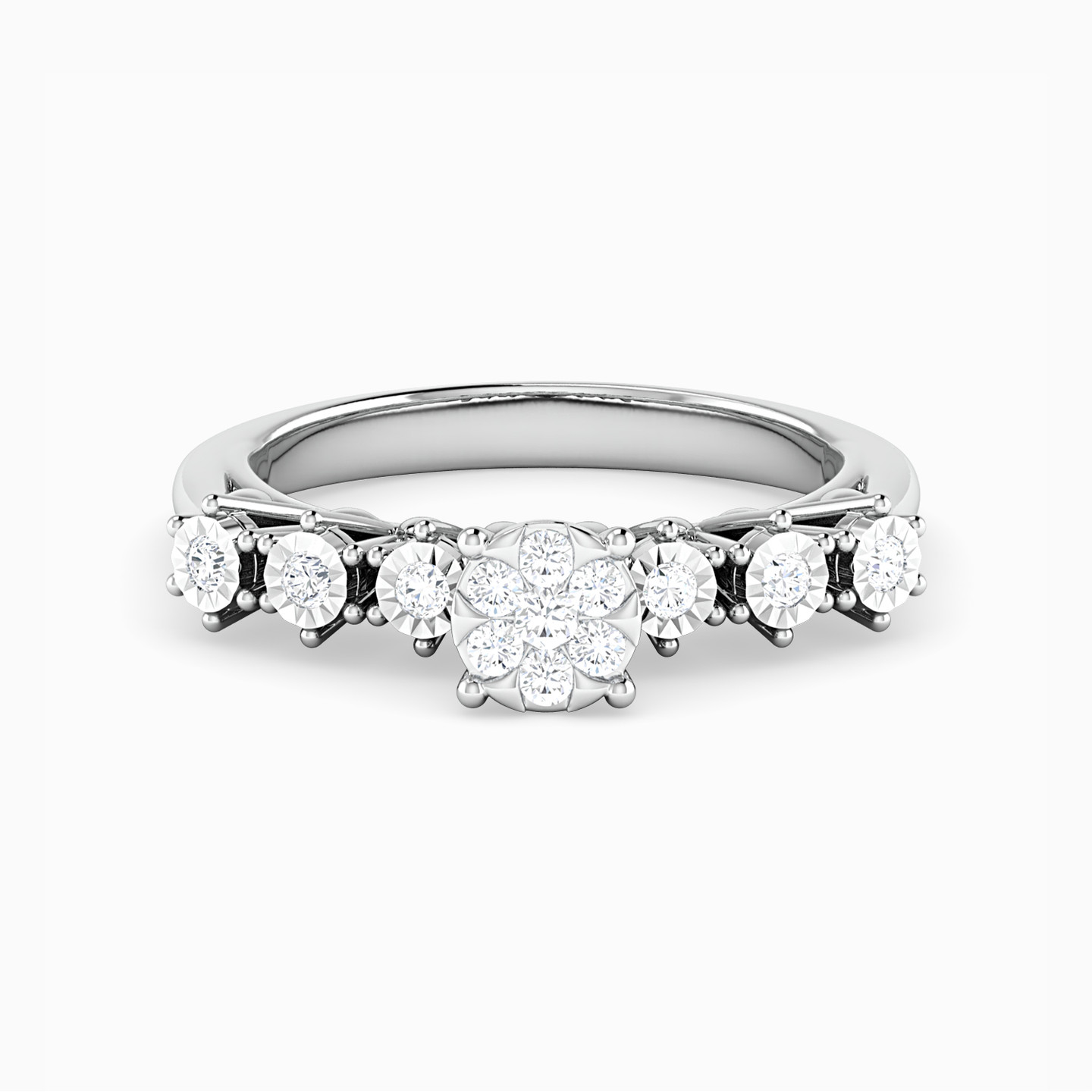 خاتم توينز ذهب دائري عيار 18 قيراط مزين بالألماس   - 7