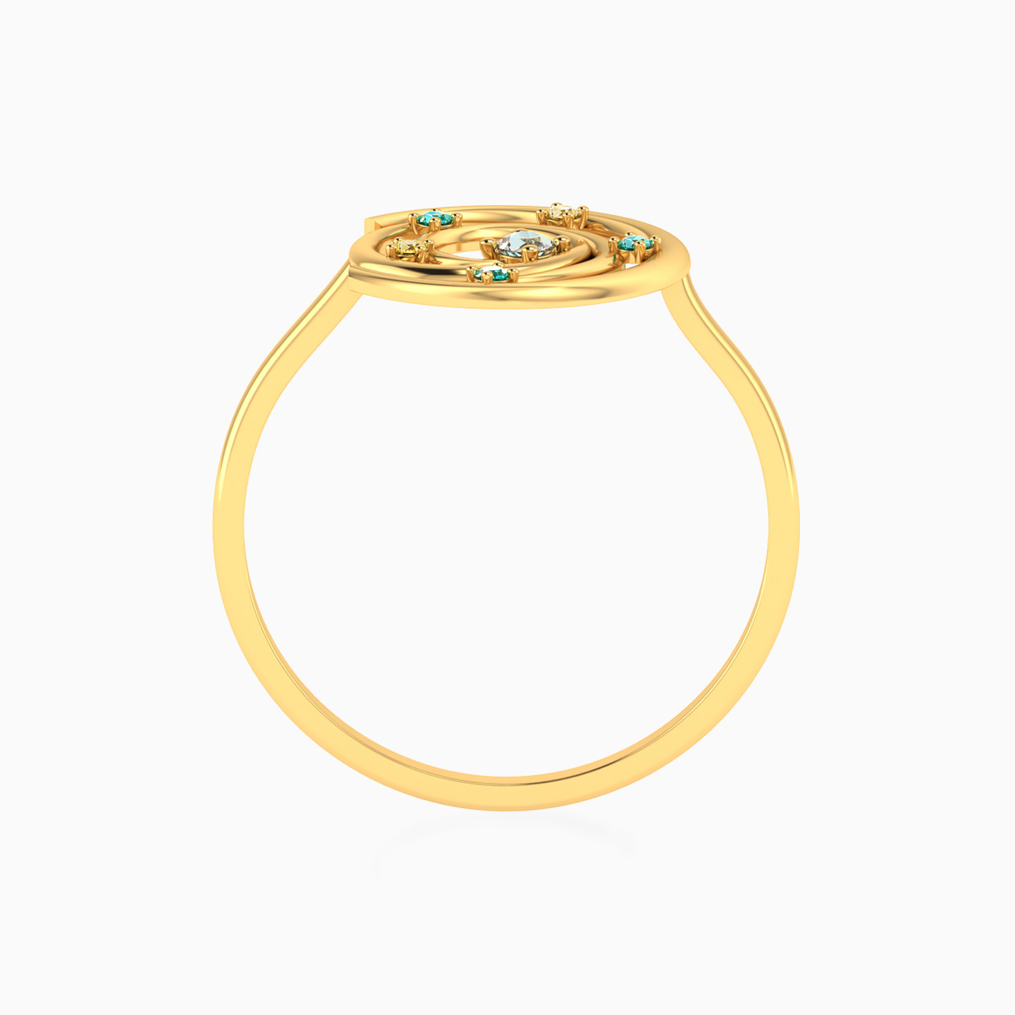 Swirl Colored Stones Ring in 18K Gold - 3 Swirl Colored Stones Ring in 18K Gold - 3