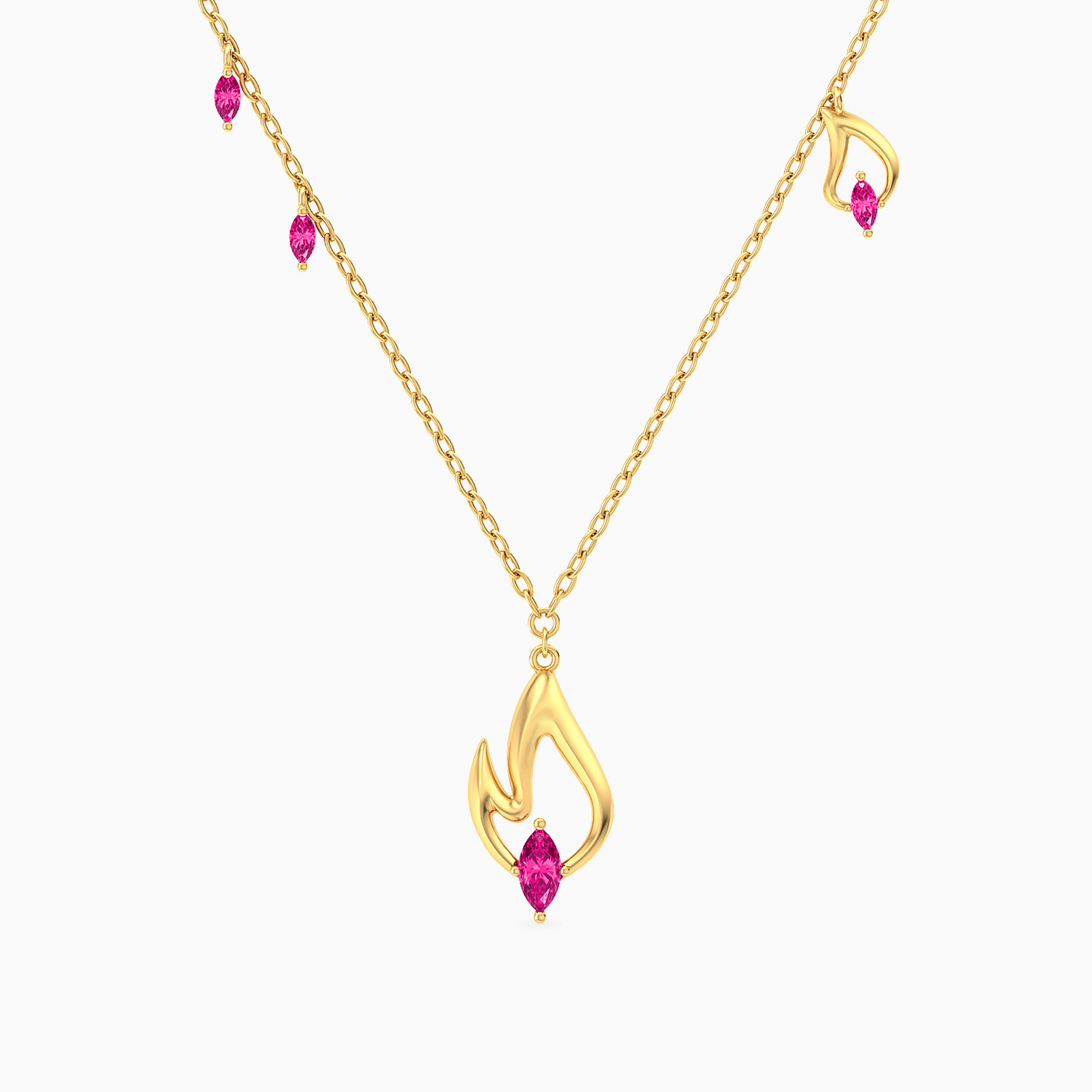 Flame Rose Stone Necklace In 18K Gold Flame Rose Stone Necklace In 18K Gold