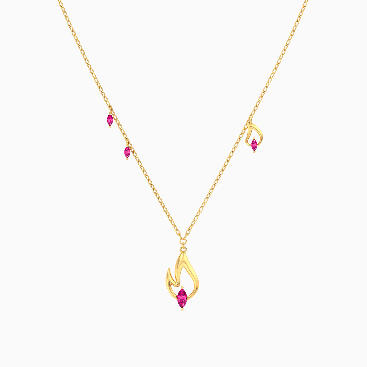 Flame Rose Stone Necklace In 18K Gold - 3 Flame Rose Stone Necklace In 18K Gold - 3