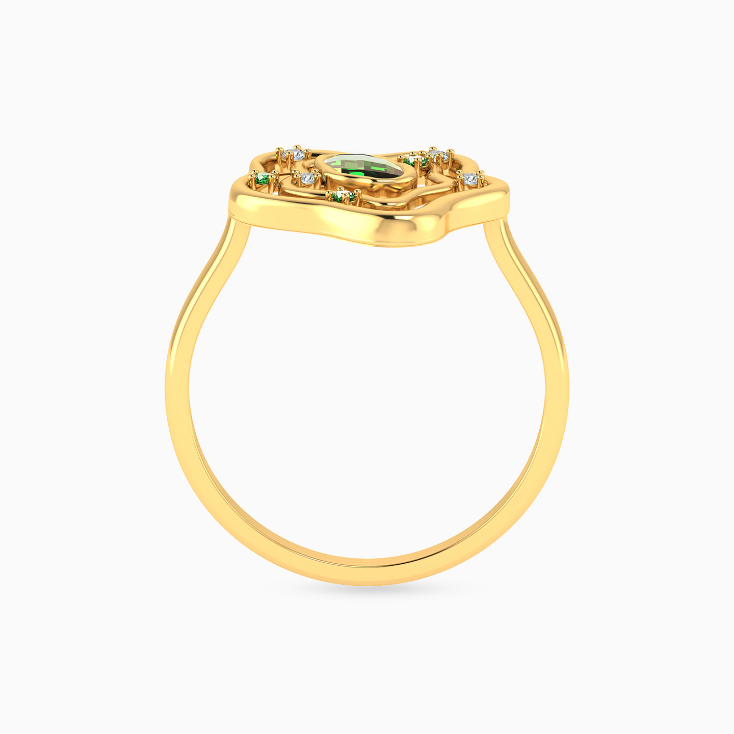 Flower Green Stones Ring in 18K Gold - 3 Flower Green Stones Ring in 18K Gold - 3