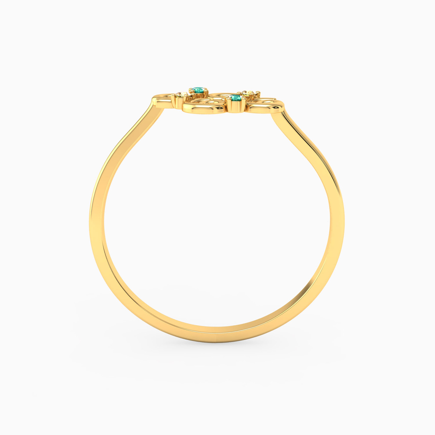 18K Gold Colored Stones Statement Ring - 3