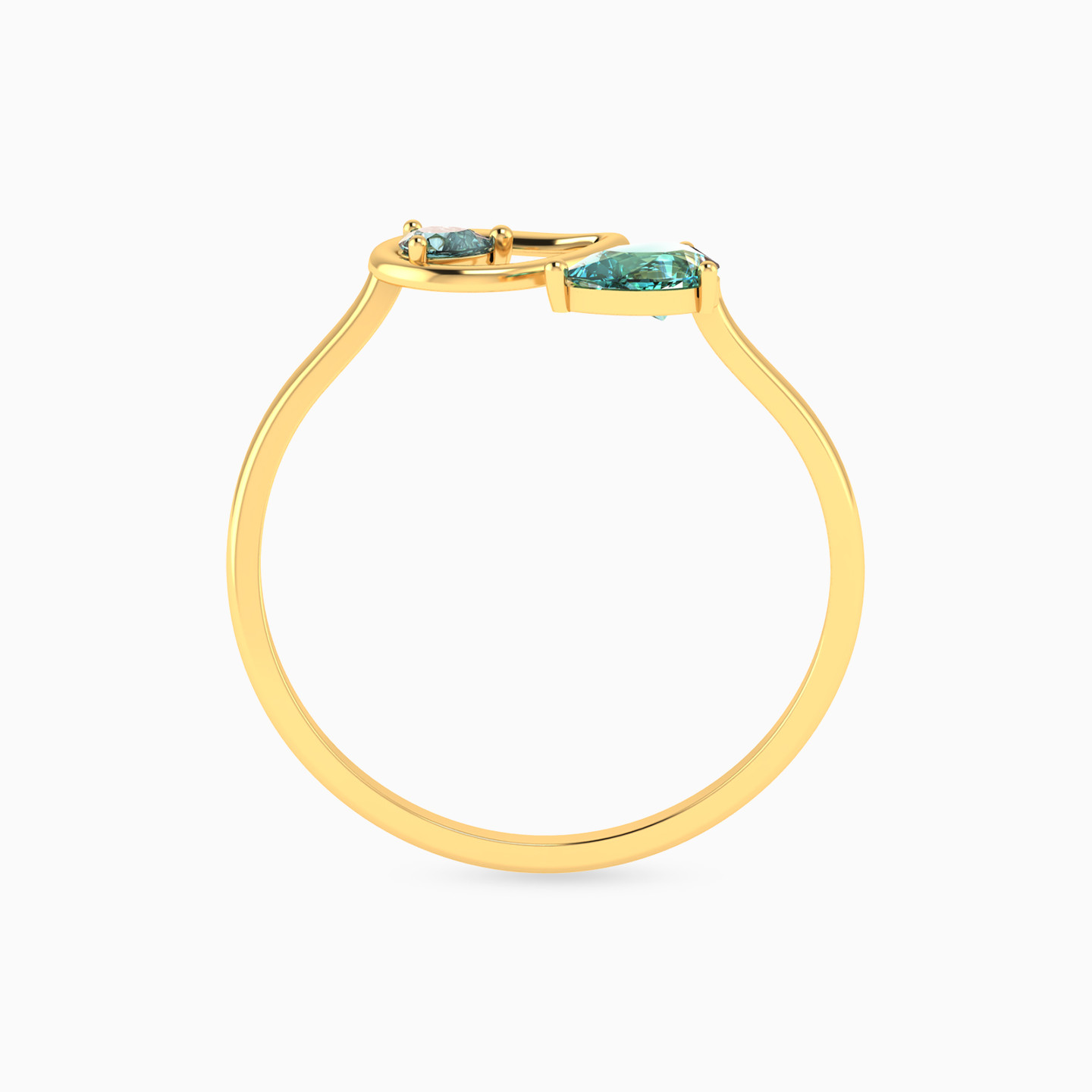 Pear Colored Stones Two headed Ring in 18K Gold - 3 Pear Colored Stones Two headed Ring in 18K Gold - 3