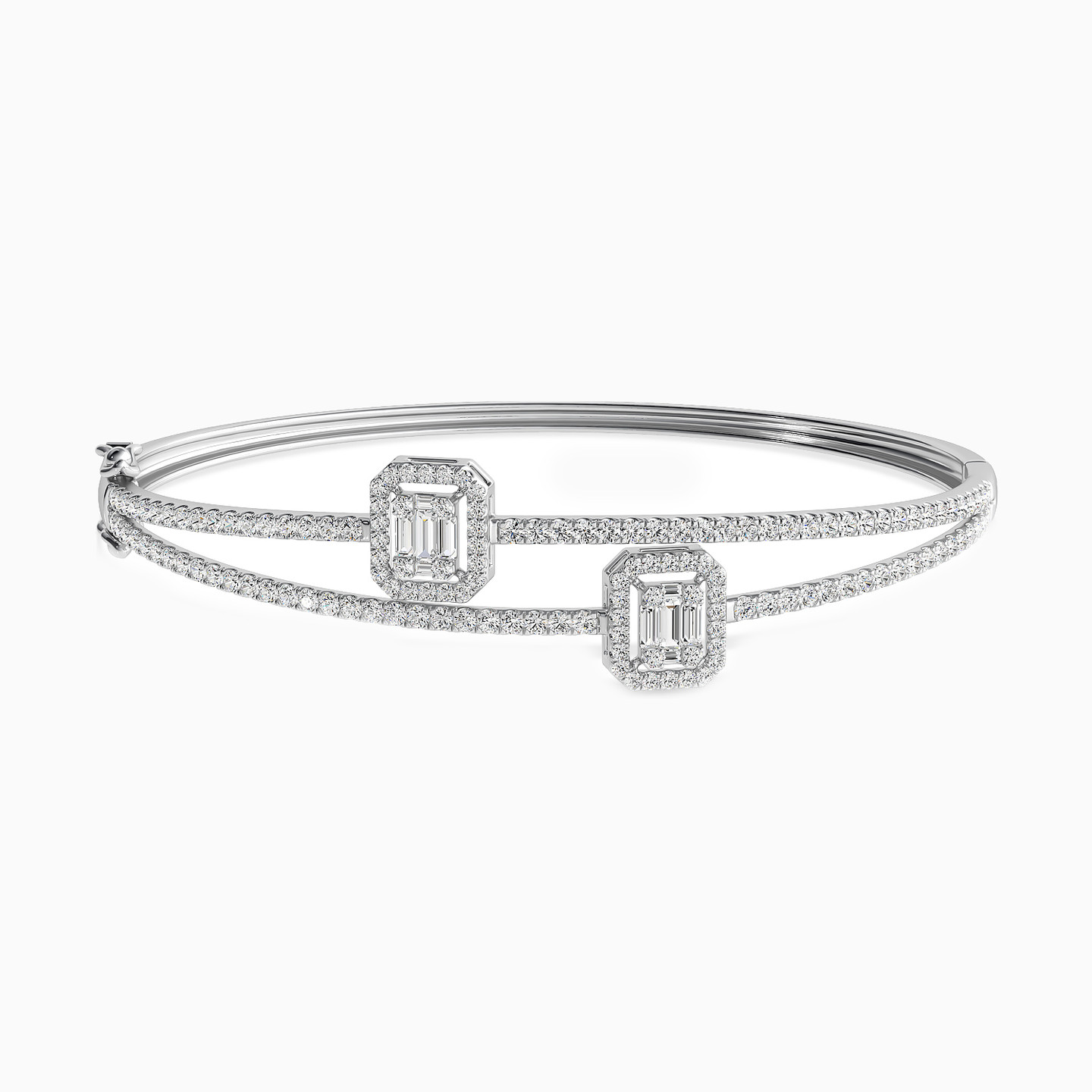 Square Diamond Bangle Bracelet in 18K Gold