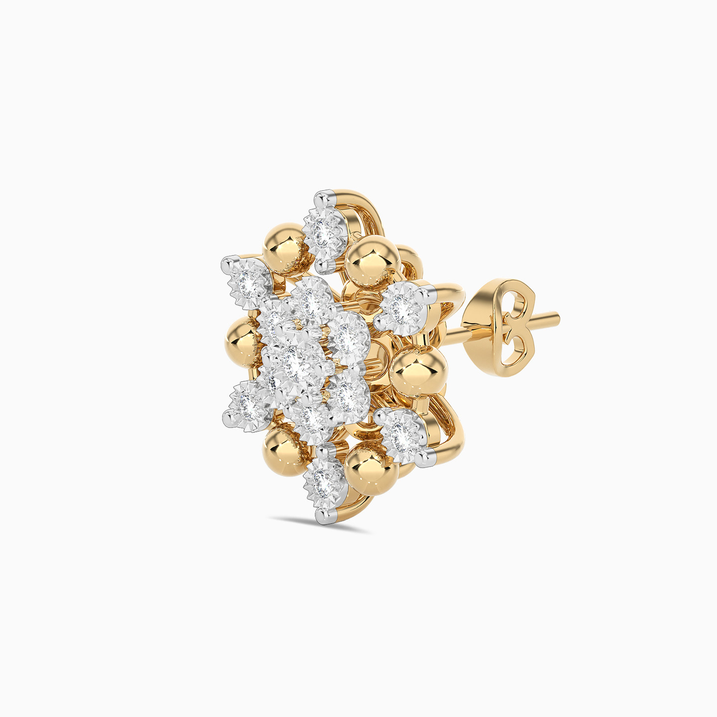 18K Gold Diamond Stud Earrings - 3