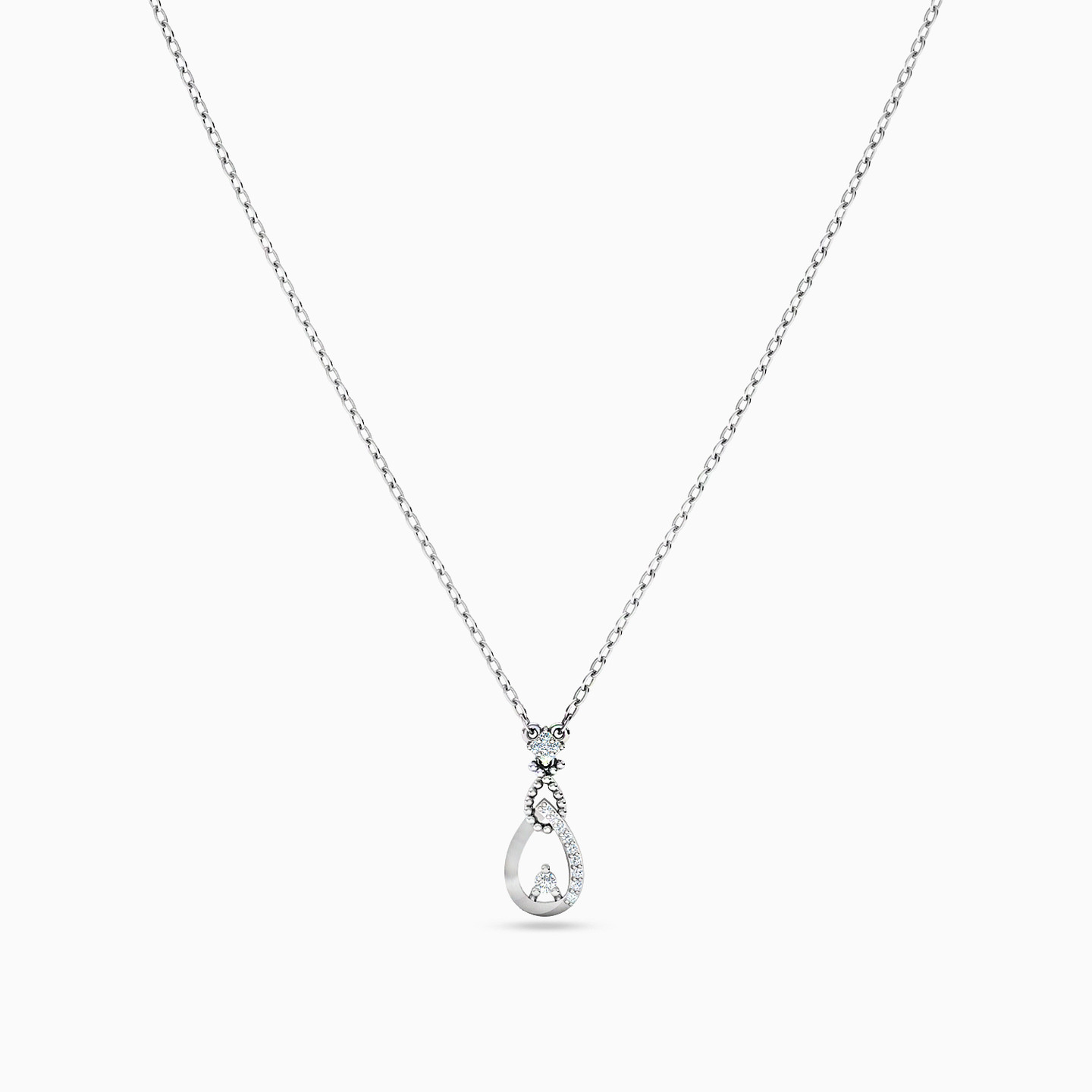 Pear Diamond Necklace in 18K Gold - 3 Pear Diamond Necklace in 18K Gold - 3