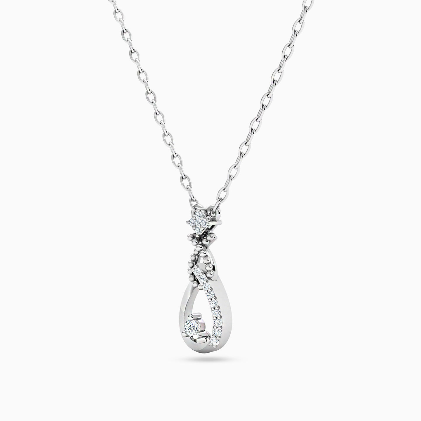Pear Diamond Necklace in 18K Gold - 2 Pear Diamond Necklace in 18K Gold - 2