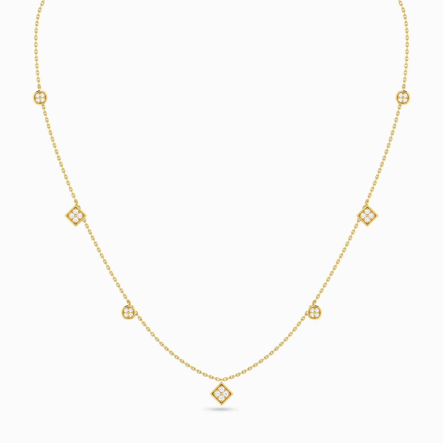 Multi-shaped Diamond Chain Necklace in 18K Gold Multi-shaped Diamond Chain Necklace in 18K Gold