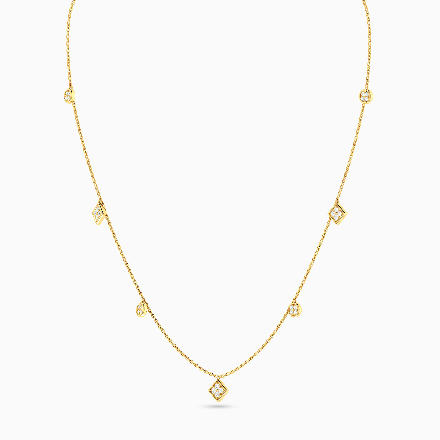 Multi-shaped Diamond Chain Necklace in 18K Gold - 3 Multi-shaped Diamond Chain Necklace in 18K Gold - 3