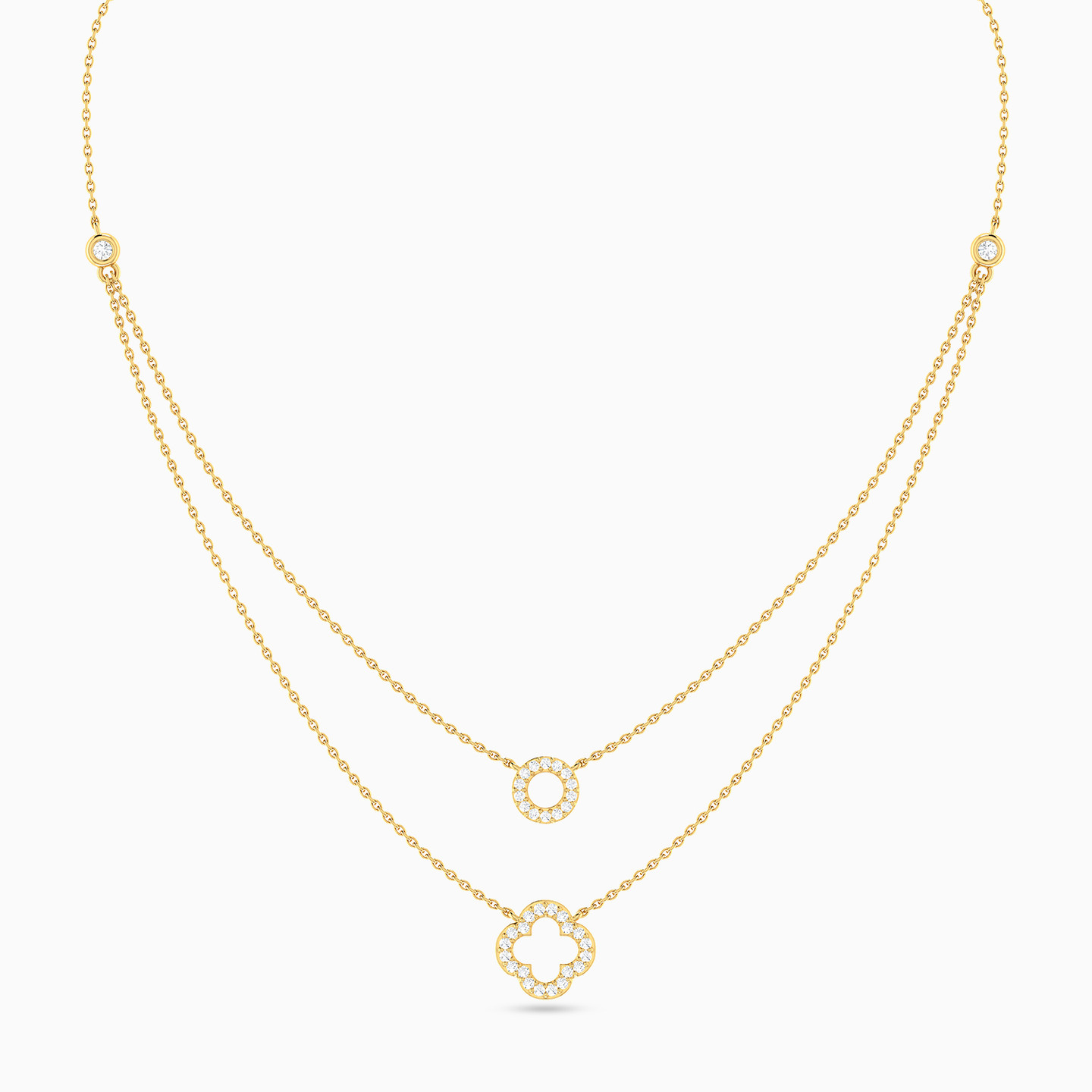 18K Gold Diamond Layered Necklace