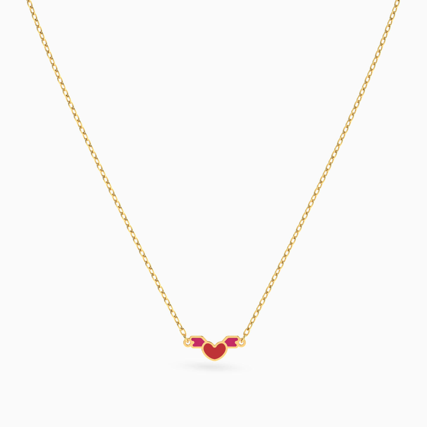 Kids Heart Enamel Coated Necklace in 18K Gold - 3 Kids Heart Enamel Coated Necklace in 18K Gold - 3
