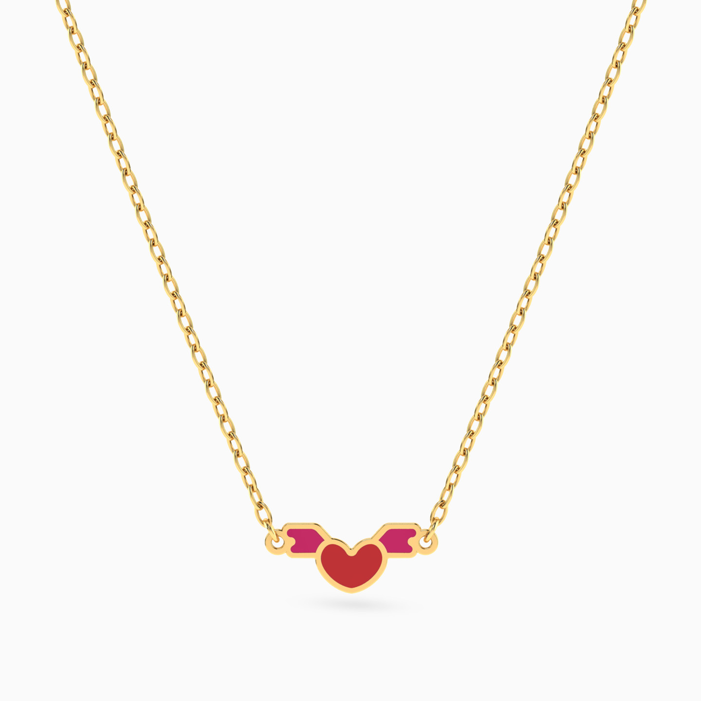 Kids Heart Enamel Coated Necklace in 18K Gold Kids Heart Enamel Coated Necklace in 18K Gold