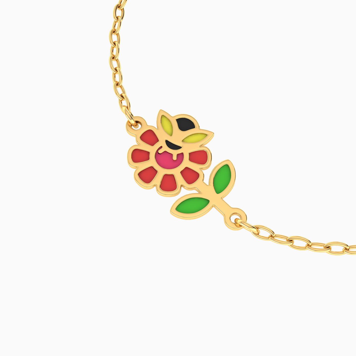 Kids 18K Gold Enamel Coated Chain Bracelet - 3