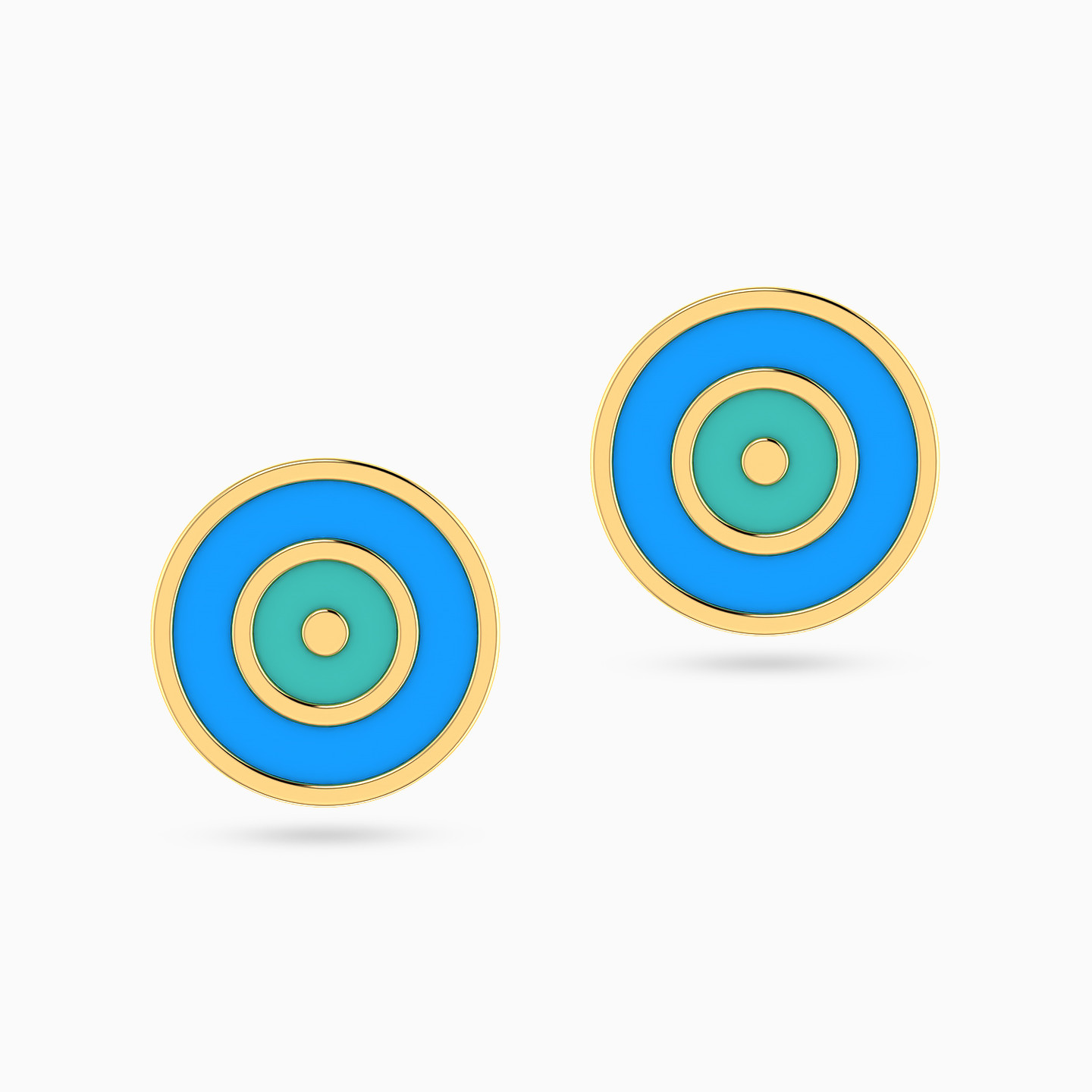 Kids Circle Enamel Coated Stud Earrings in 18K Gold - 2