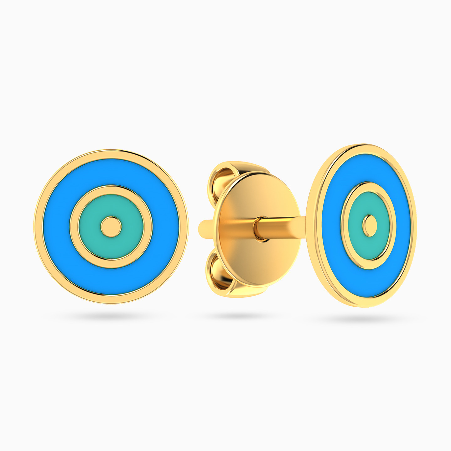 Kids Circle Enamel Coated Stud Earrings in 18K Gold