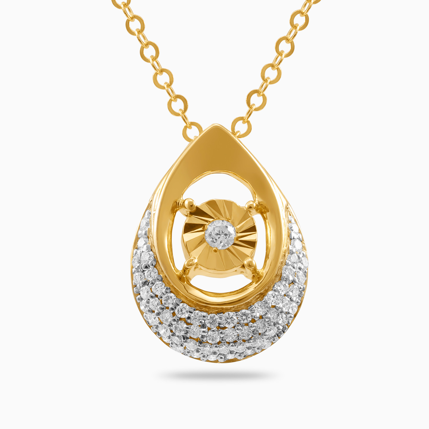 سلسلة ذهب شكل قطرة عيار 18 قيراط مزينة بالألماس سلسلة ذهب شكل قطرة عيار 18 قيراط مزينة بالألماس