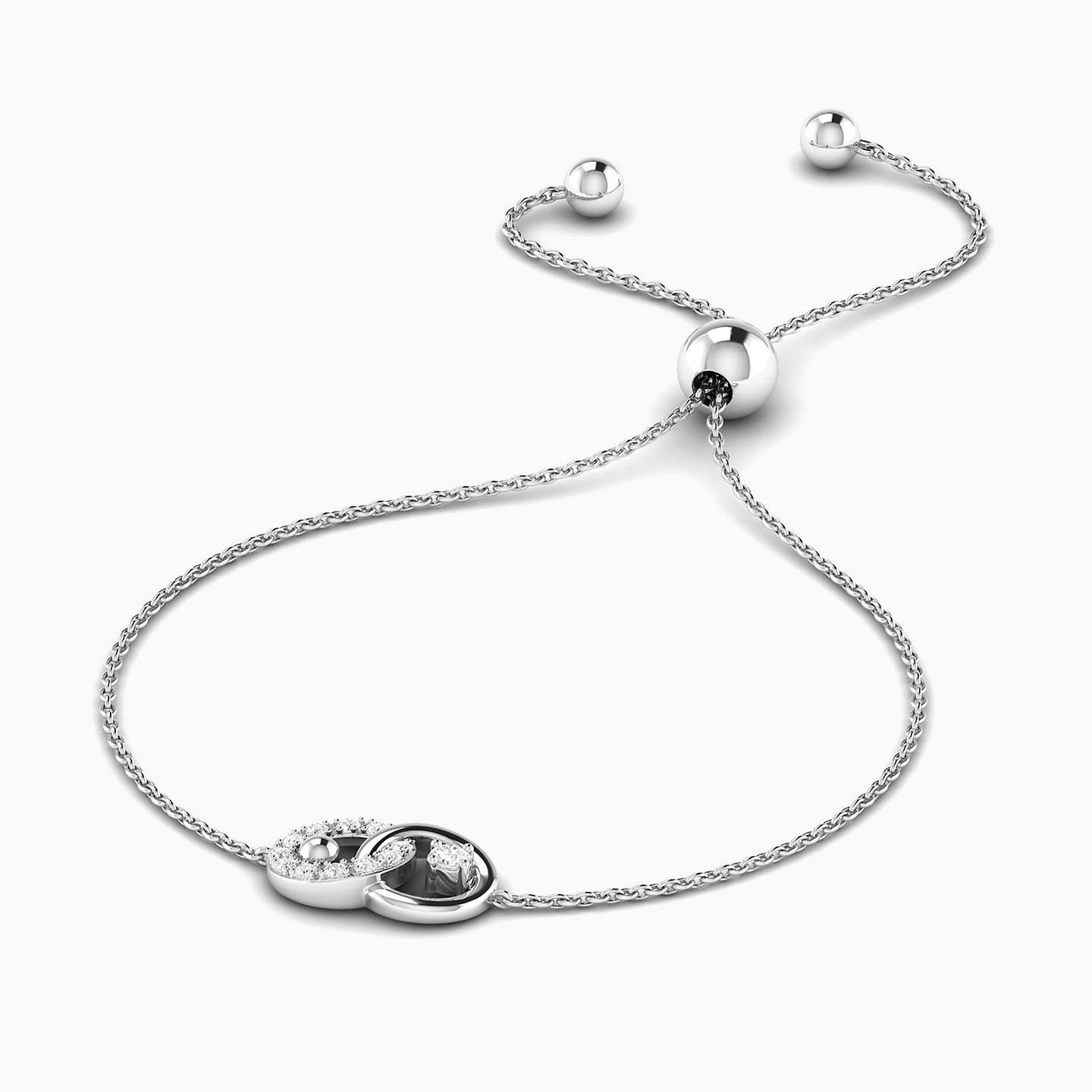 Circle Diamond Chain Bracelet in 18K Gold - 2 Circle Diamond Chain Bracelet in 18K Gold - 2