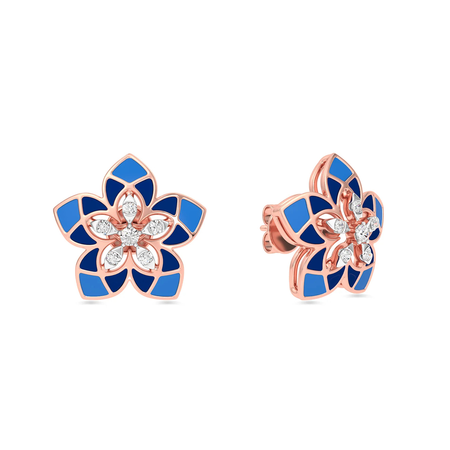 Flower Diamond Stud Earrings in 18K Gold - 5 Flower Diamond Stud Earrings in 18K Gold - 5