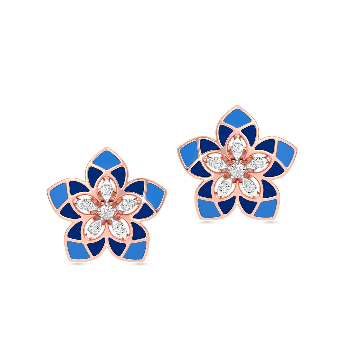 Flower Diamond Stud Earrings in 18K Gold - 10 Flower Diamond Stud Earrings in 18K Gold - 10