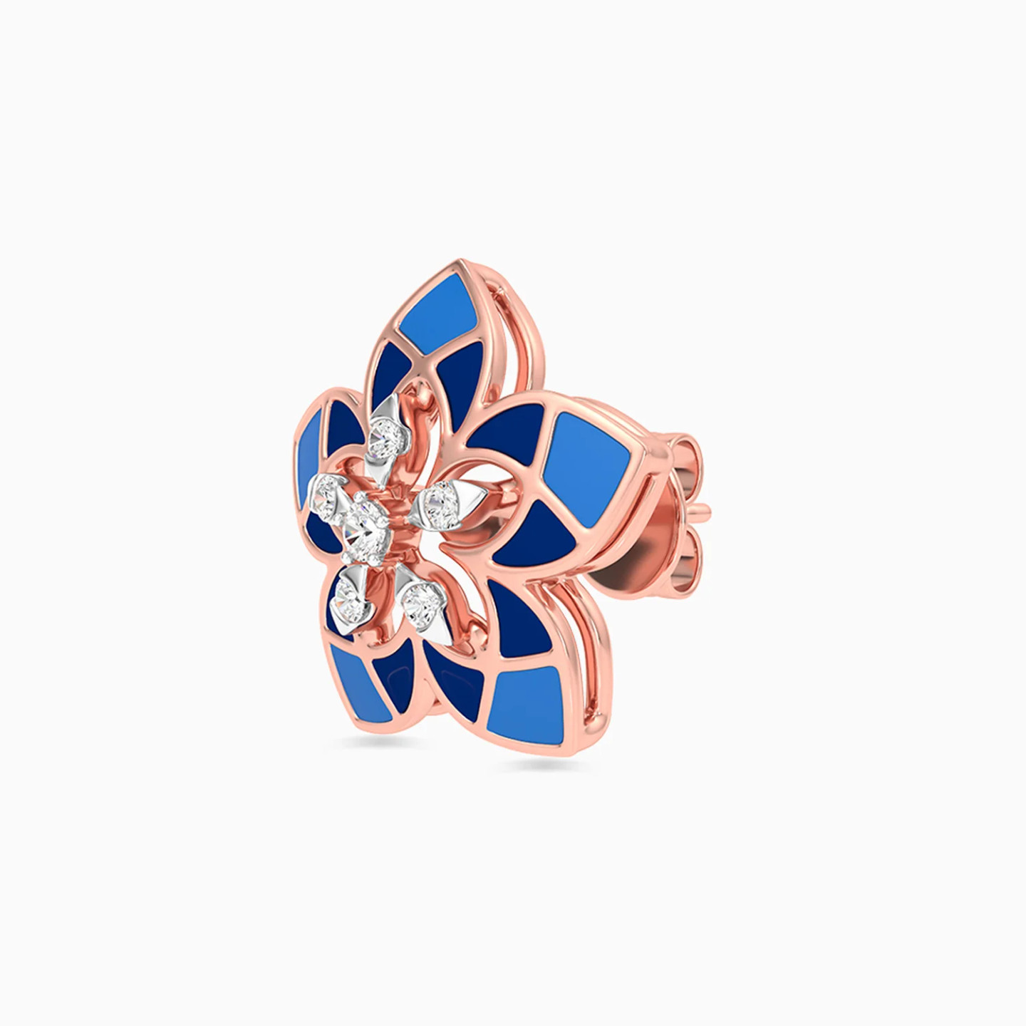 Flower Diamond Stud Earrings in 18K Gold - 9 Flower Diamond Stud Earrings in 18K Gold - 9
