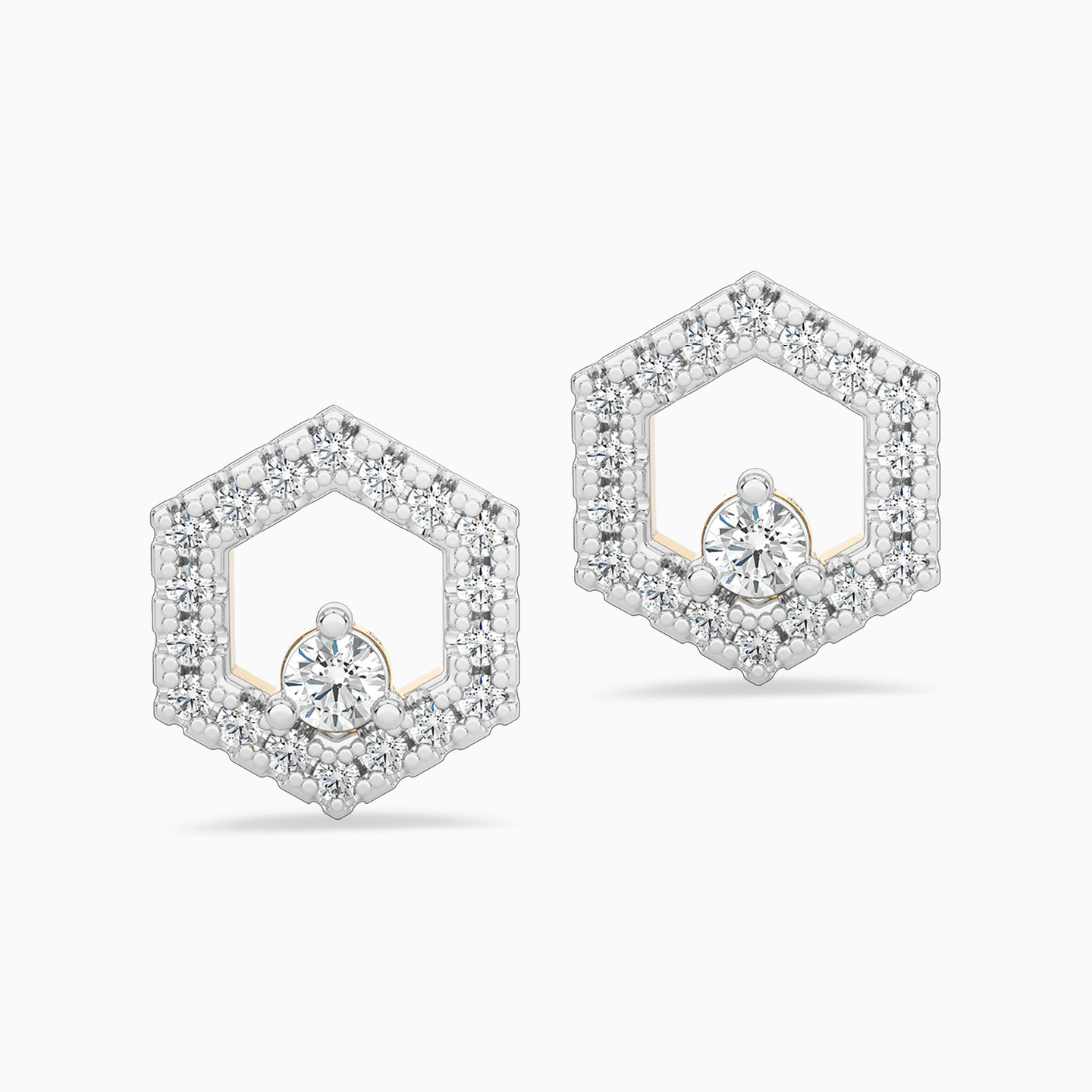 18K Gold Diamond Stud Earrings - 2