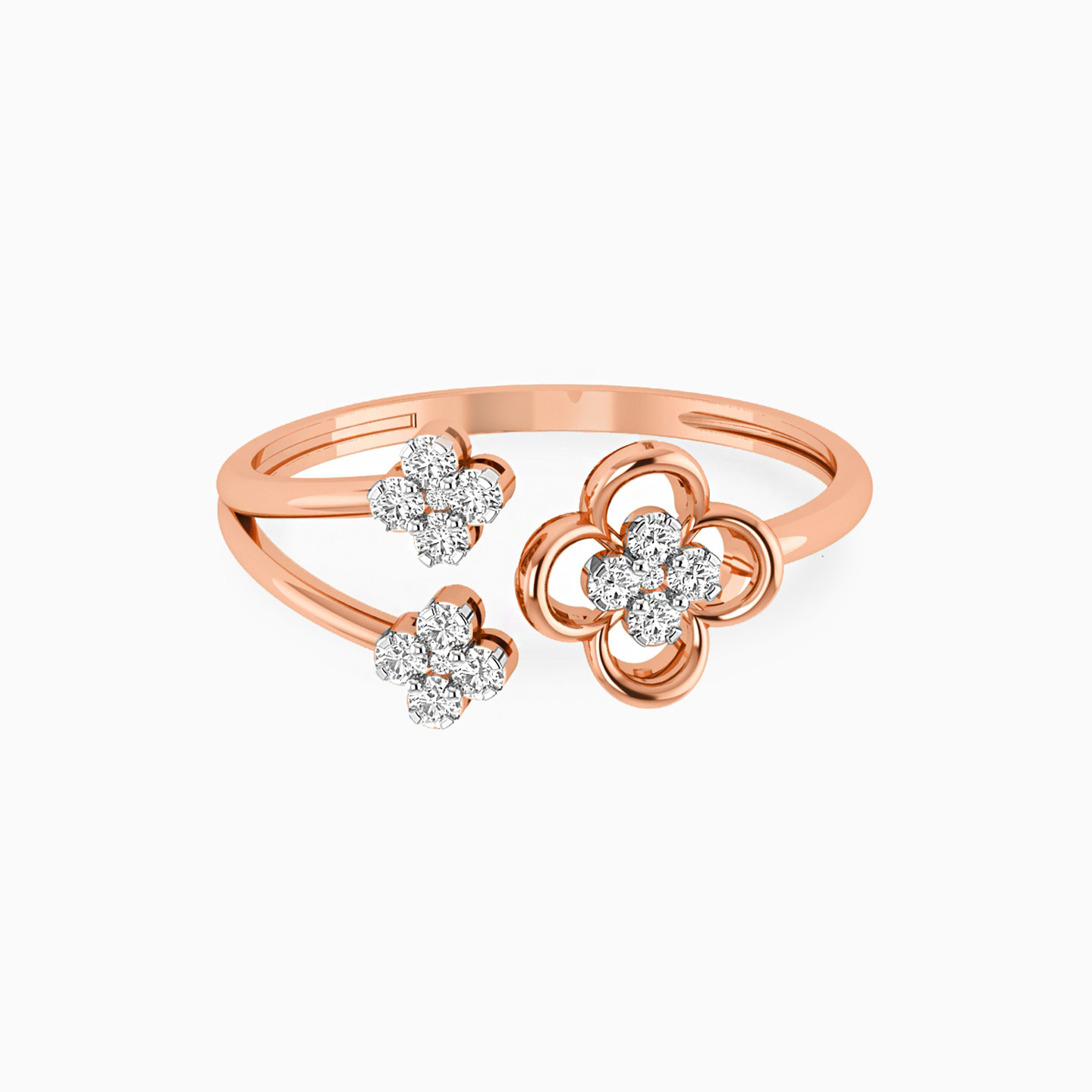 Flower Diamonds Two headed Ring in 18K Gold Flower Diamonds Two headed Ring in 18K Gold