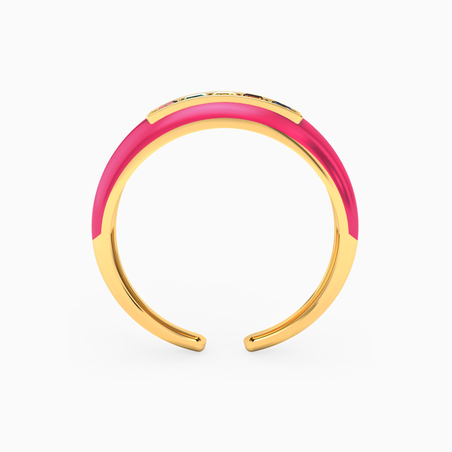 Square Colored Stones & Enamel Coated Statement Ring in 18K Gold - 3 Square Colored Stones & Enamel Coated Statement Ring in 18K Gold - 3