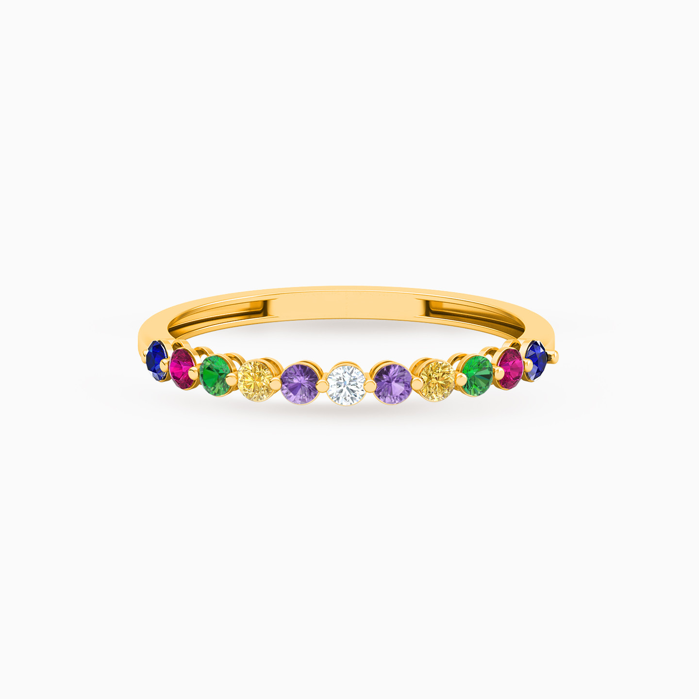 Circle Colored Stones Band Ring in 18K Gold Circle Colored Stones Band Ring in 18K Gold