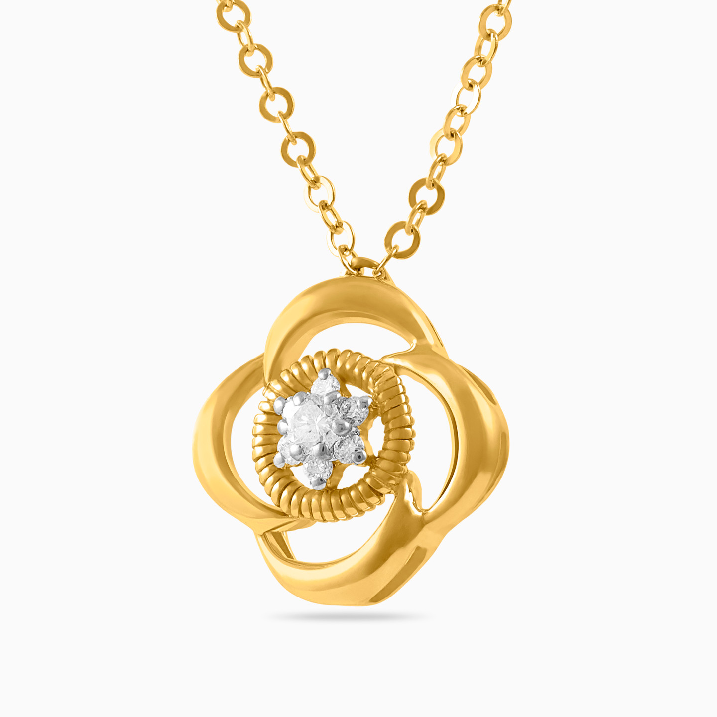 Flower Diamond Necklace in 18K Gold - 2 Flower Diamond Necklace in 18K Gold - 2
