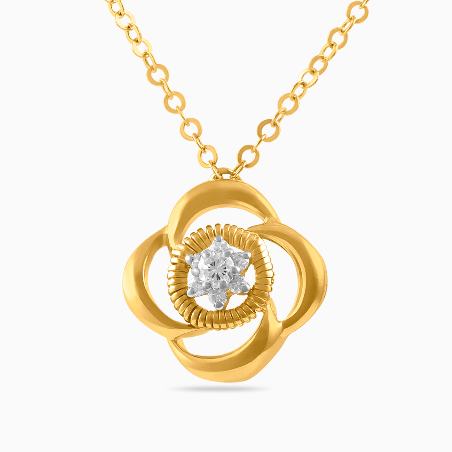 Flower Diamond Necklace in 18K Gold - 3 Flower Diamond Necklace in 18K Gold - 3