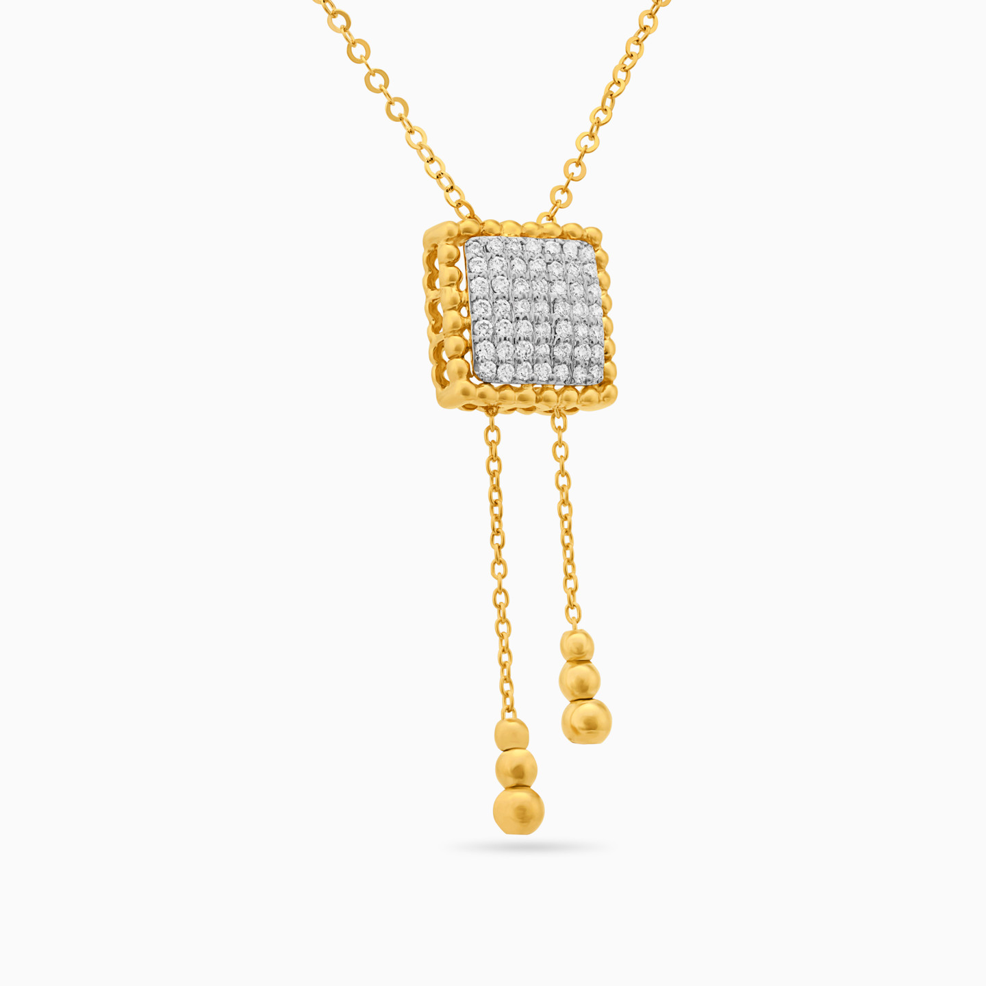 Square Diamond Necklace in 18K Gold - 2 Square Diamond Necklace in 18K Gold - 2