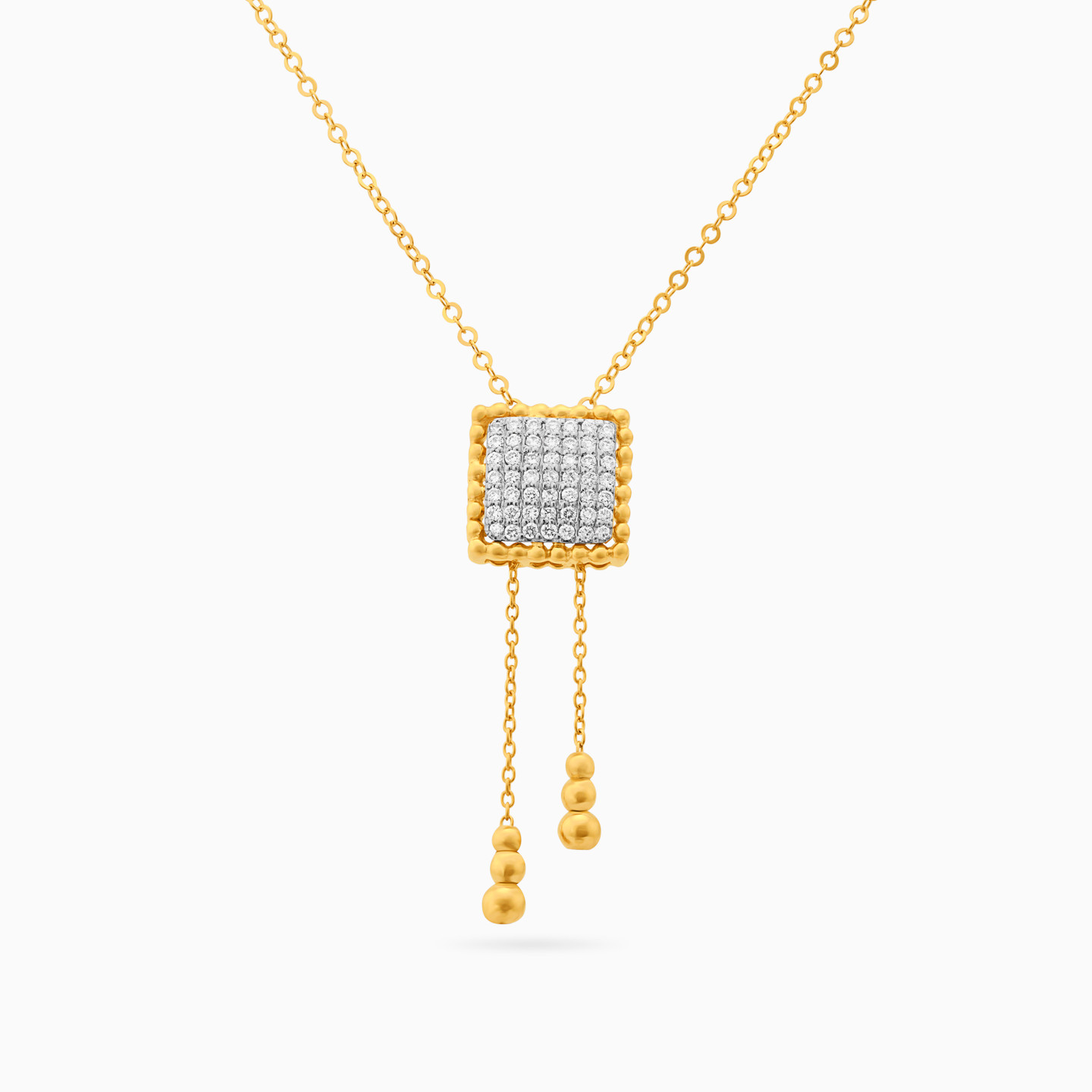 Square Diamond Necklace in 18K Gold - 3 Square Diamond Necklace in 18K Gold - 3