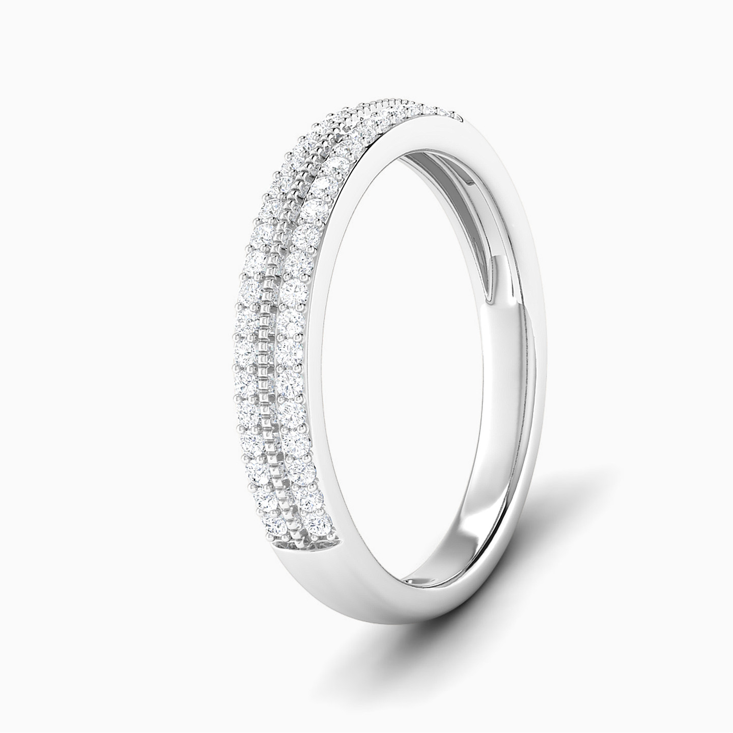 خاتم توينز ذهب دائري عيار 18 قيراط مزين بالألماس - 4 خاتم توينز ذهب دائري عيار 18 قيراط مزين بالألماس - 4